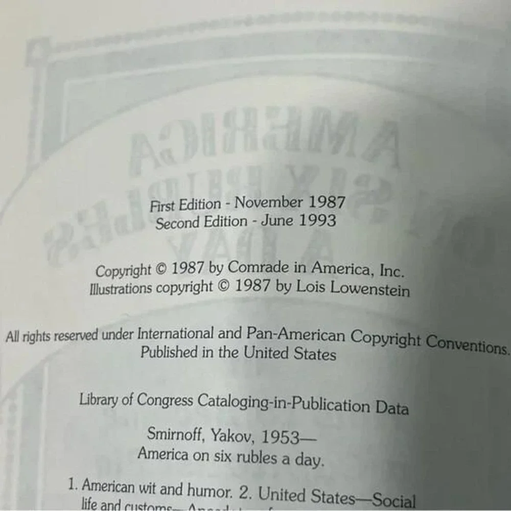 America on Six Rubles a Day Yakov Smirnoff Comedy Book Signed